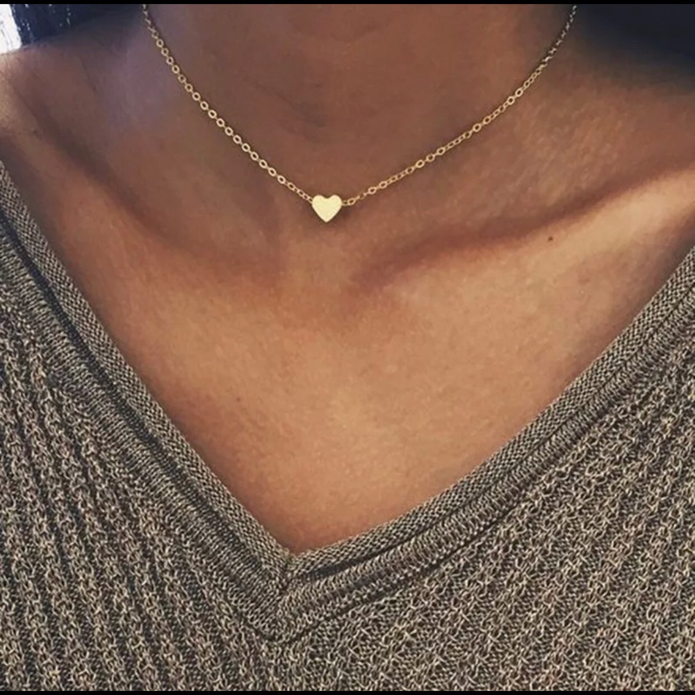 Stainless steel heart pendant gold plated necklace